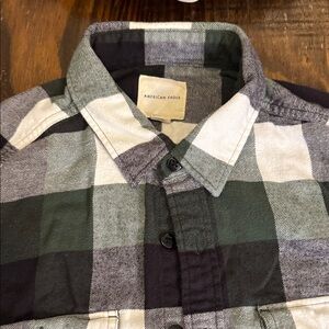 American Age Green and Black Plaid Casual Button Down Shirt